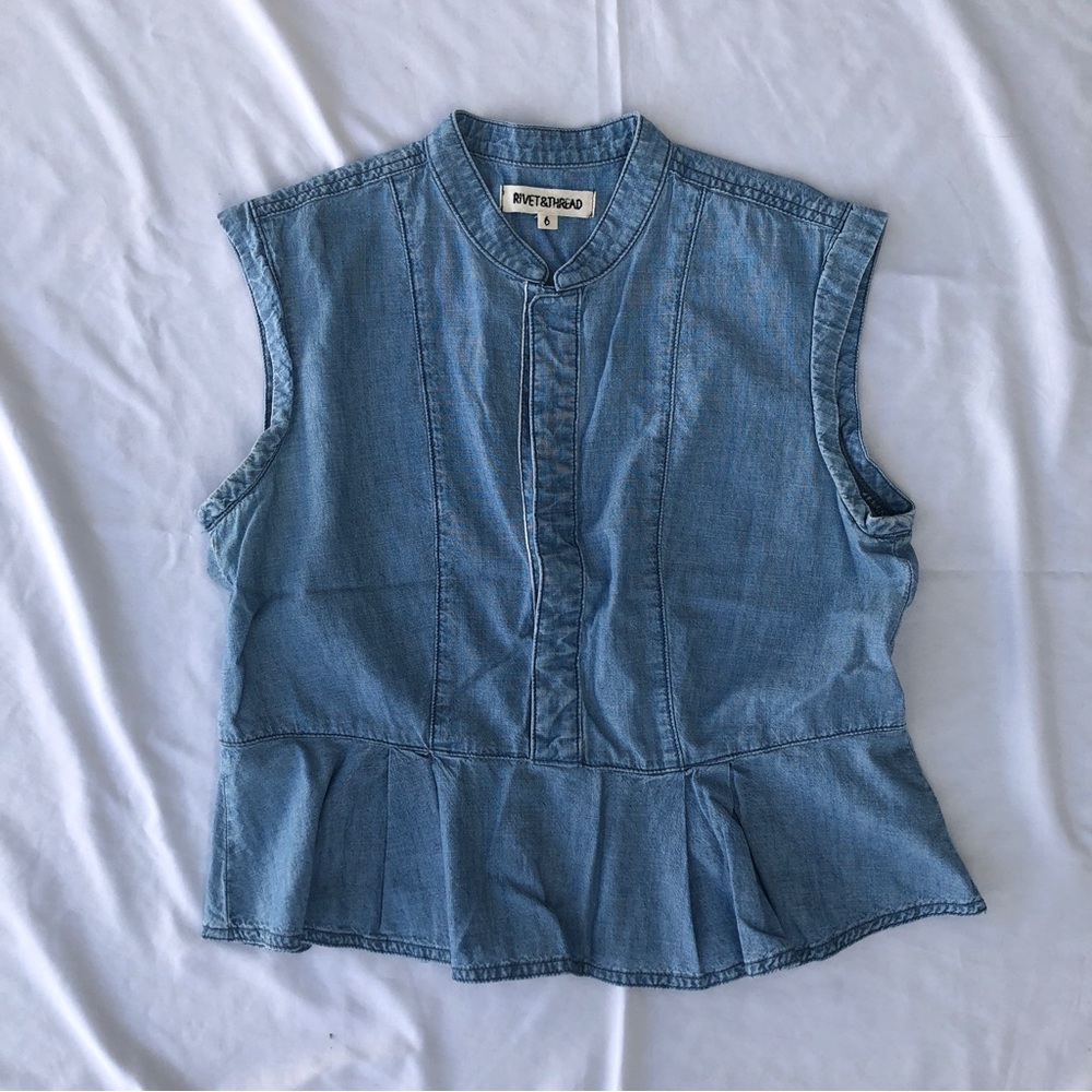 LAST CHANCE Rivet and Thread peplum denim top